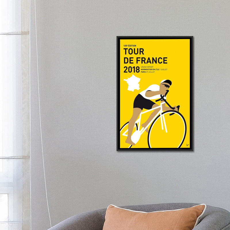 " Tour De France 2018 Minimal Poster " by Chungkong, 60" H x 40" W x 1.5" D, Black Framed Canvas, No Mat