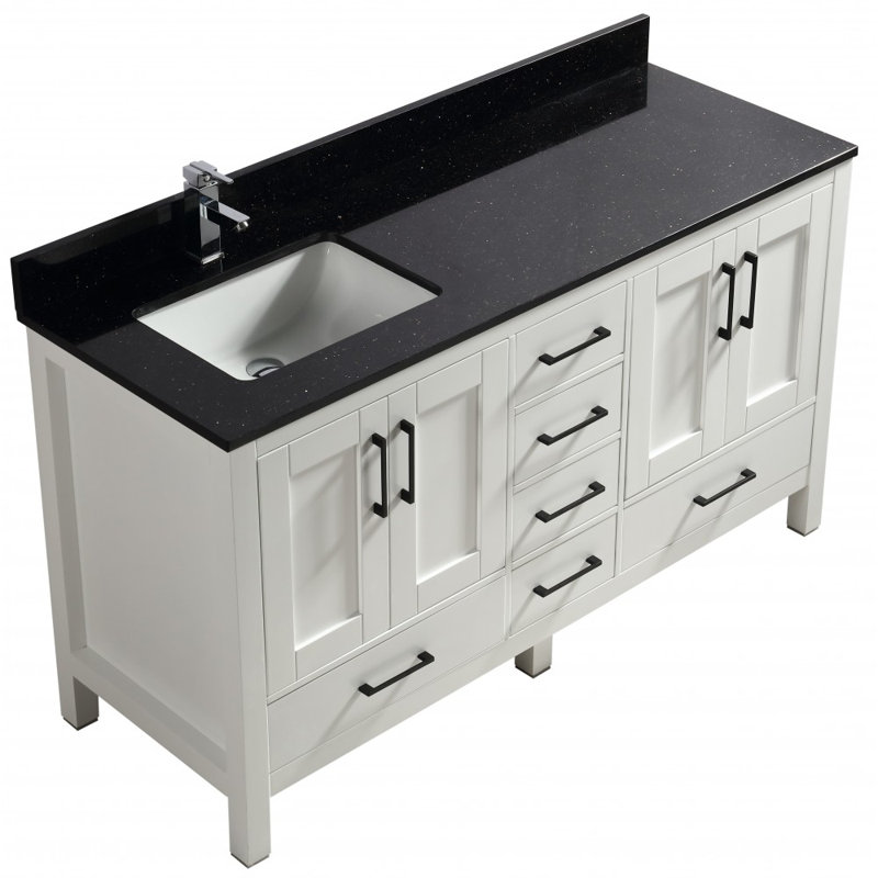 Meuble-lavabo en bois massif 60 ", Blanc
