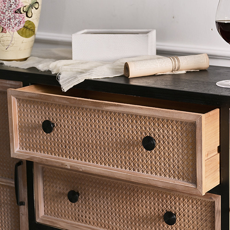 Simple Do Old  Wooden Black Sideboards