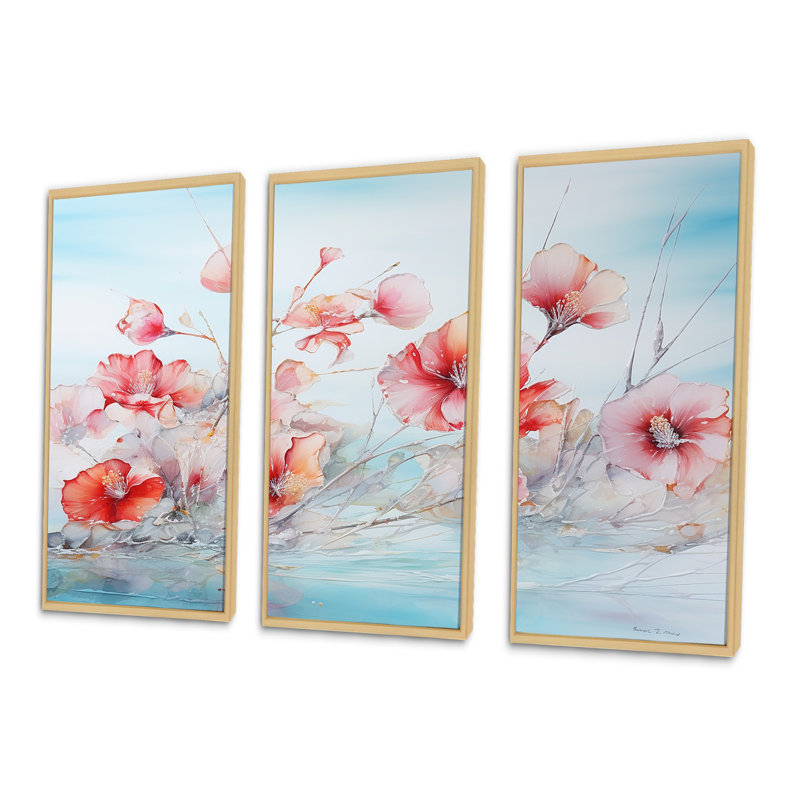 Hibiscus Bliss Flower Blooms - ensemble de reproduction d'art champ de fleurs, Cadre naturel flottant