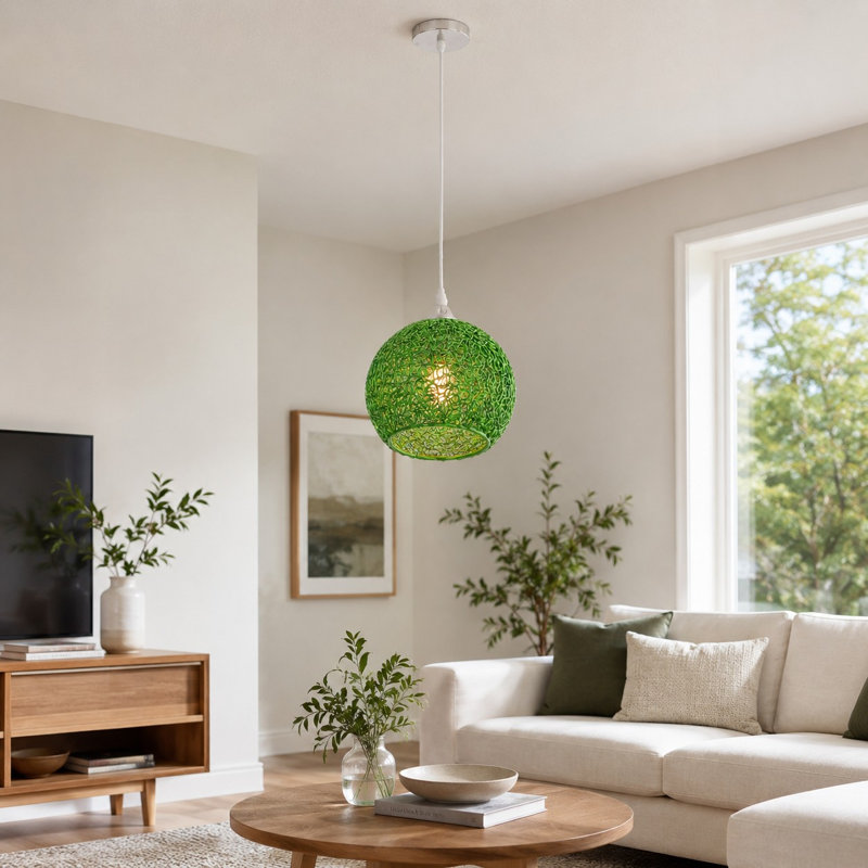 Green Aluminum Wire Sphere Pendant Light Included a E26 bulb