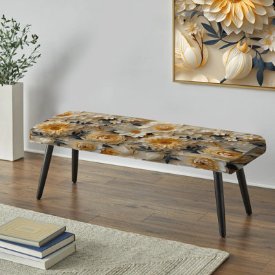 Banc rembourré floral noir