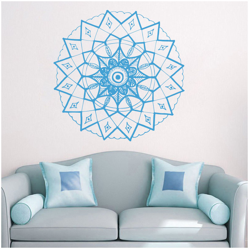 Adhésif décoratif mandala yoga, H 20 po x l 22 po, Bleu