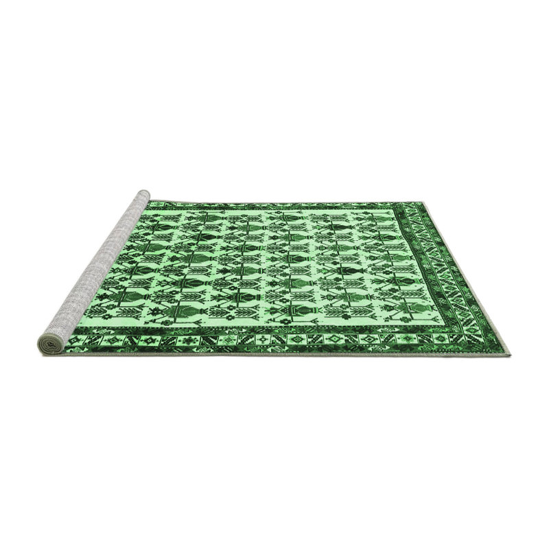 Tapis traditionnel vert émeraude 641, Rond 6 pi