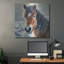  'Snowy Horse Portrait' by Rey Klimt Metal Wall Art, 36" x 36"