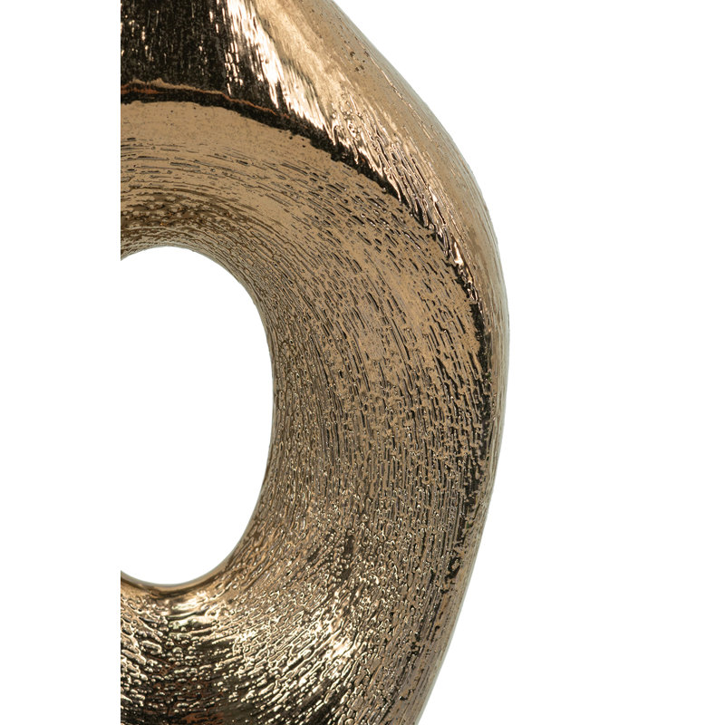 Round Bronze Vase With Textured Open-Cut Design, 18.9" H x 9.1" W x 3.5" D