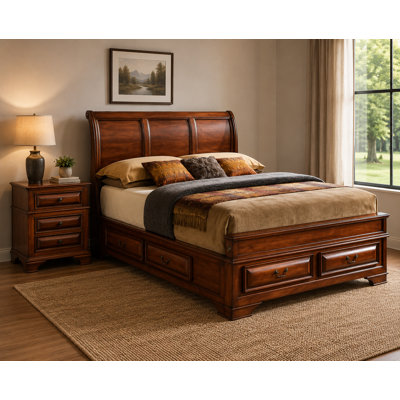 Burford Oak 2pc Bedroom Set with Full Storage Bed