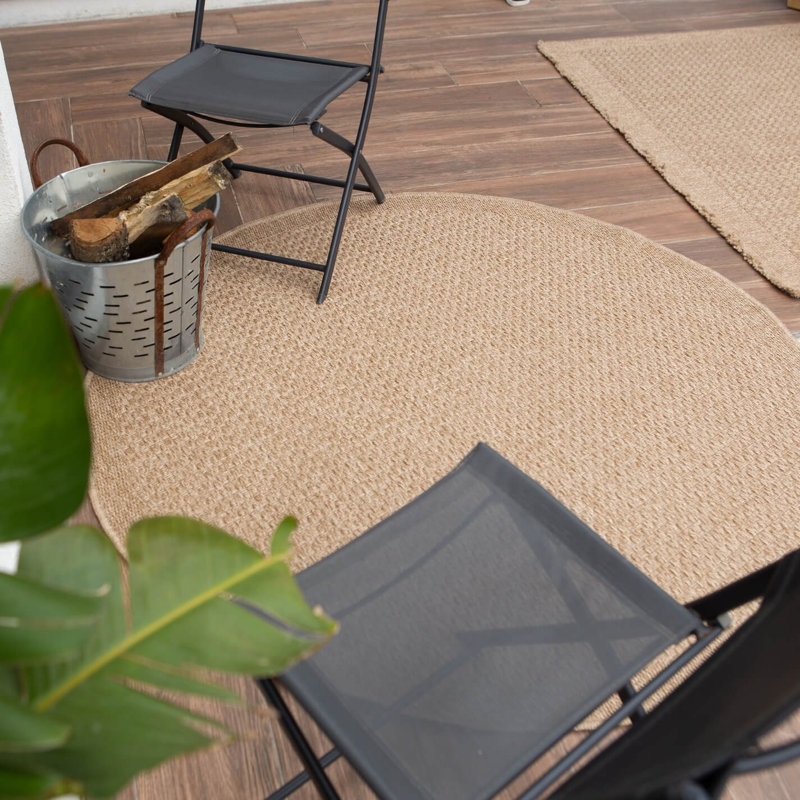 Nature Collection Chequered Kilim Indoor / Outdoor Area Rug, Round 160 cm