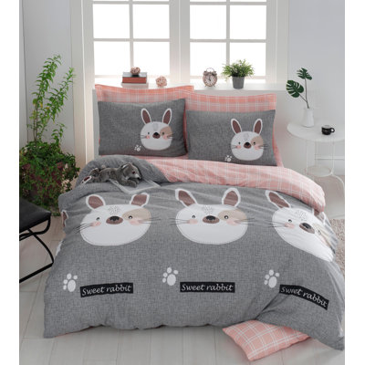 Ensemble de housse de couette double (très grand lit), 79 x 87, 65% coton / 35% polyester, comprend 2 taies d'oreiller (20 x 28) | Lavable à la machine, 120 fils au pouce, fermeture à boutons | Design élégant gris, blanc, brun et noir