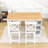 Devra 5-Piece Dining Set, Counter Height Wooden Table with 3-Tier Storage and Upholstered Chairs-1270612448