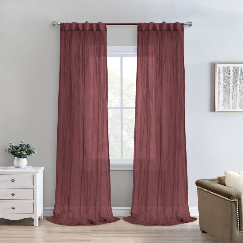 Rideau transparent Paloma 52 x 95, L 52 po x L 95 po, Bourgogne