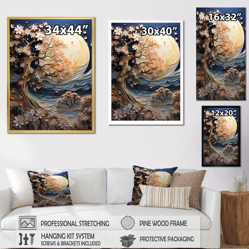 Érable baigné au clair de lune argenté I sur toile, Toile tendue, H 44 po x l 34 po x P 1,5 po