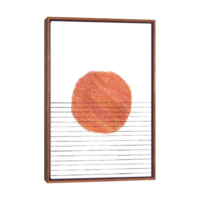 Terracotta Sunset - reproduction d'art, Toile avec cadre en bois brun classique, H 26 po x l 18 po x 1,5 po, Aucun mat
