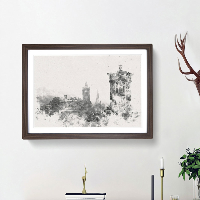 View of Edinburgh Skyline - Framed Print, 62cm H x 87cm W x 2cm D, Walnut Framed