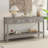 Farmhouse Entryway Console Table with 3 Drawers and Bottom Shelf, Minimalist Sofa Table with Iron Handles for Living Room Hallway Bedroom Office-926342209