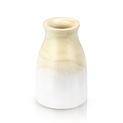 Minimalist Small Desk Gradient White Wooden Flower Vase