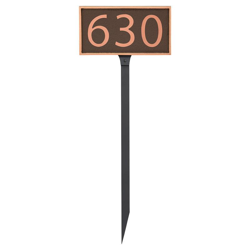Enseigne d’adresse pour pelouse sur 1 ligne, Cuivre, Cuivre