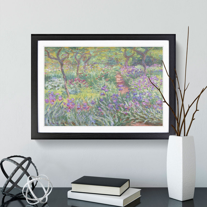 Garden in Giverny by Claude Monet - Framed Print, 36cm H x 48cm W x 2cm D, Black Framed