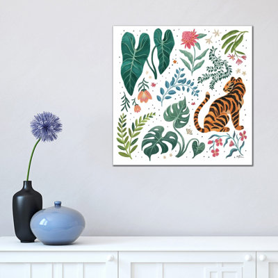 Jungle Love V White 1 Piece Wrapped Canvas Painting