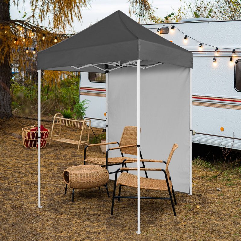 Gray and White Adjustable Steel Pop-Up Canopy Tent with Sunwall