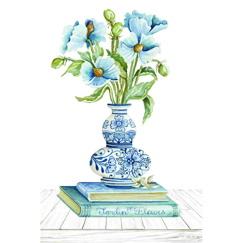 Delft bleu floral II, H 18 po x l 12 po