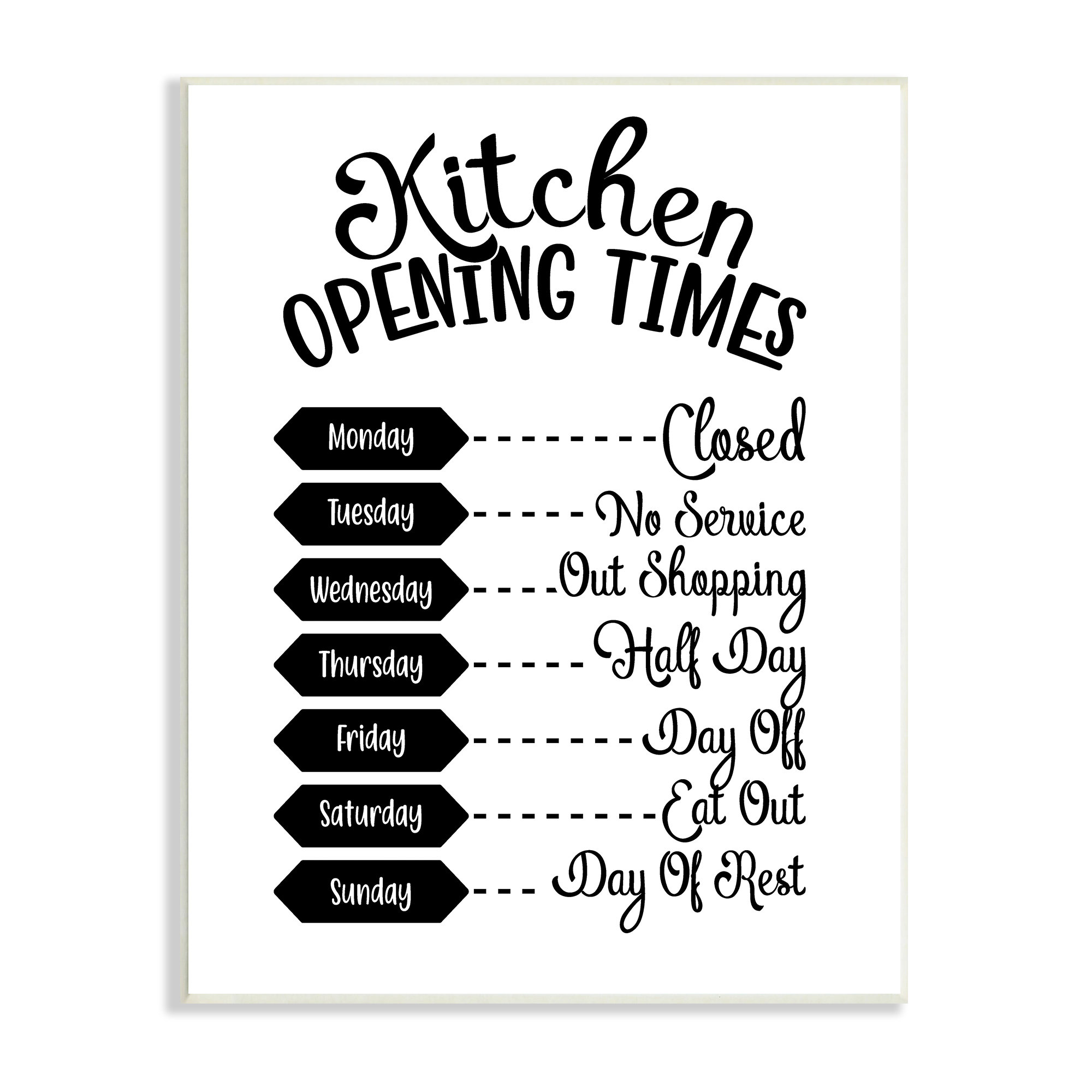 Stupell Industries Kitchen Opening Times Humorous Antique Text Style On