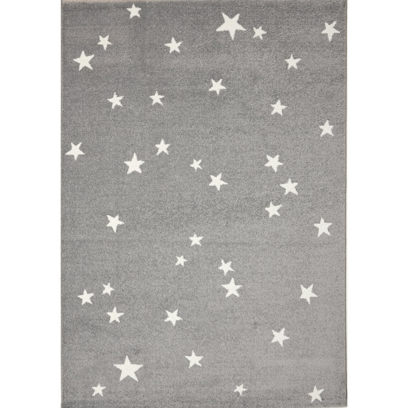 Richelieu Abstract Gray/White Area Rug, Rectangle 3'11" x 5'7"