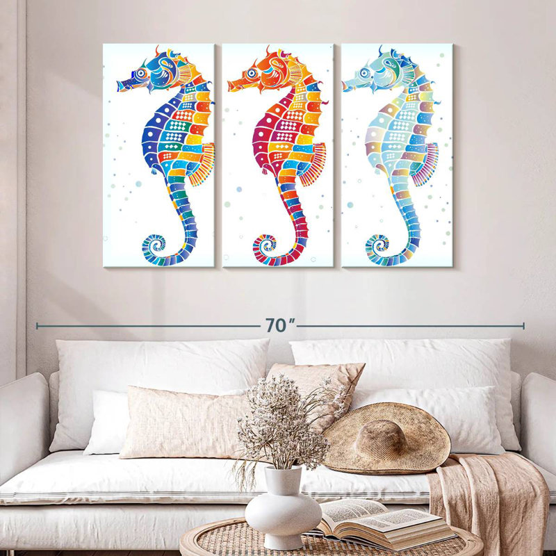 Seahorses Trio, 32" H x 50" W