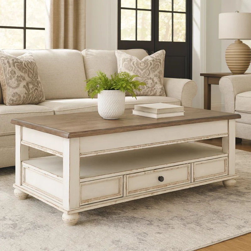 Table basse à plateau relevable avec rangement Holter