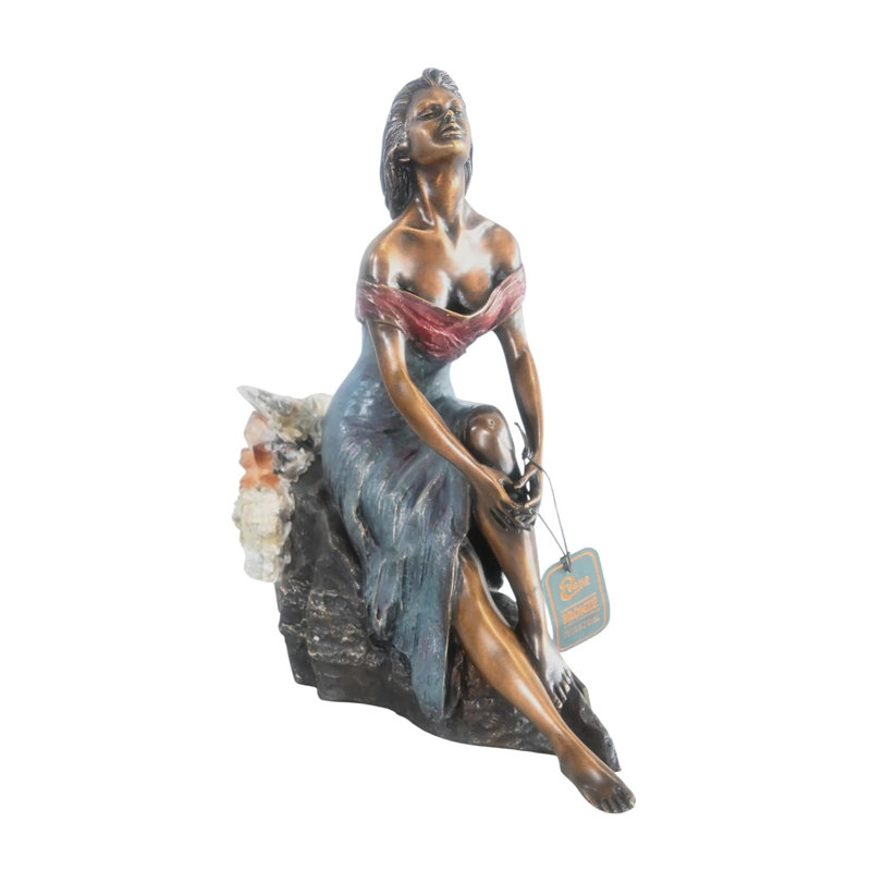 Sculpture en bronze Manel Vidal Alba par Ebano avec cristaux 13 po x 6 po x H 14 po