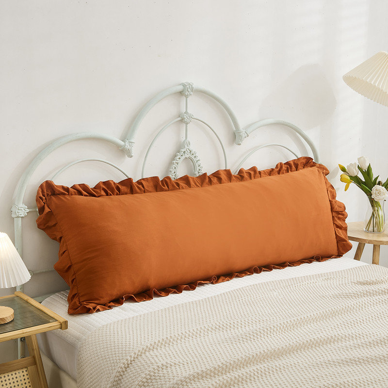 King Pillowcases Caramel Solid with Ruffles 2 Pack, Caramel, King Pillowcase