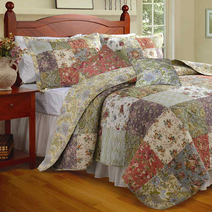 Blooming Prairie Multicolor Cotton Reversible Full/Queen Quilt Set