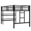 Lit mezzanine simple en métal avec tablette de rangement, lit mezzanine avec échelle facile à monter et garde-corps pour enfants, noir