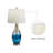 Melun 28" Modern Coastal Blue and Gold Glass Table Lamp with 3-Way Dimmable Lighting and USB Port
