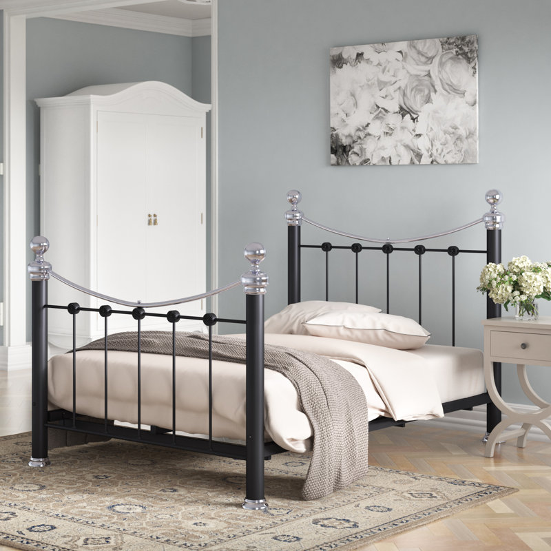 Cambridge Metal Storage Bed, Double (4'6), Black/Chrome