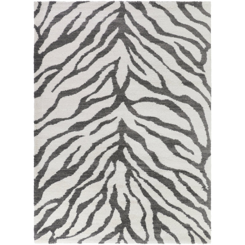 Amoroso Charcoal Global Glam Animal Print Area Rug, Rectangle 5'3" x 7'