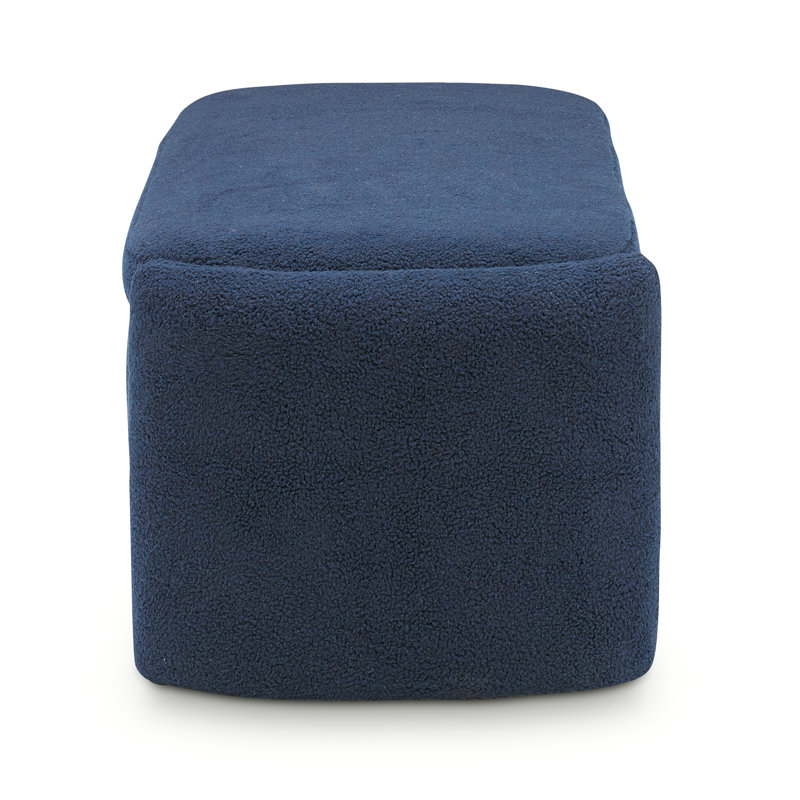 Repose-pieds rectangulaire large de 57 po Mailyn, Tissu bleu, Bleu