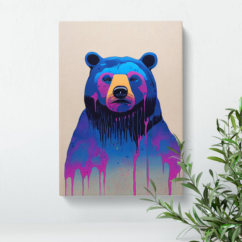 Dripping Paint Bear No.2 - Wrapped Canvas Print, 50cm H x 35cm W