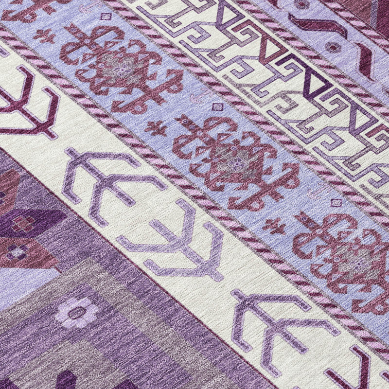 Machine Washable Indoor/Outdoor Chantille ACN1015 Purple Rug, Runner 2'3" x 7'6"