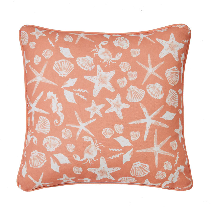Lobster Indoor / Outdoor Animal Print Orange Square Cushion Cover