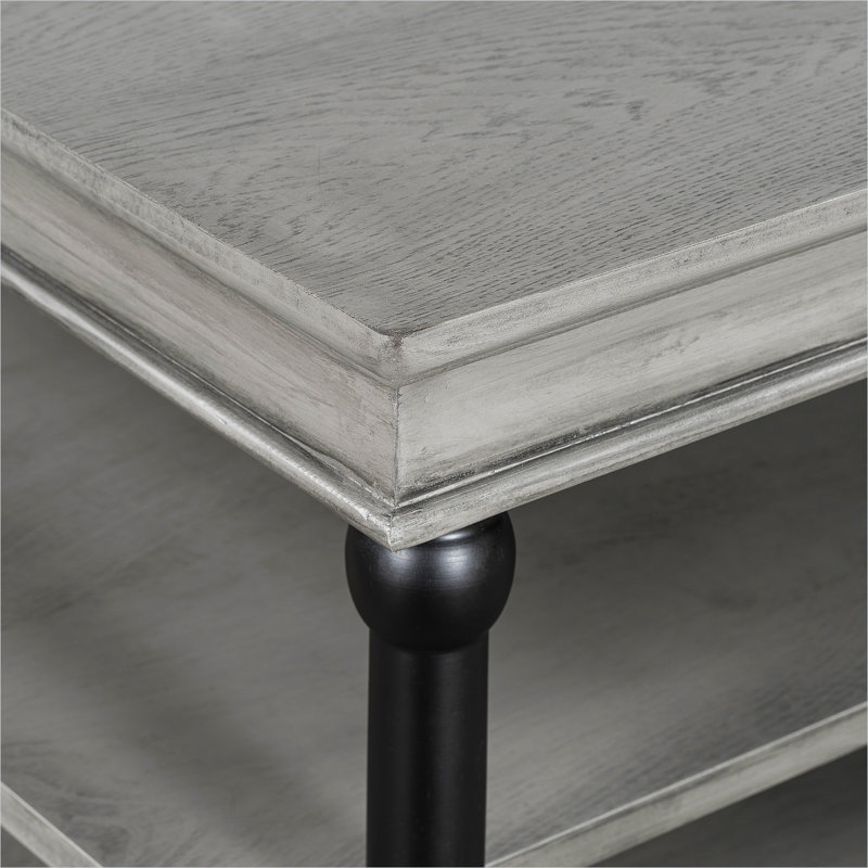 Table basse en bois de 55,1 pouces avec tablettes ouvertes, style industriel moderne, gris neutre et noir