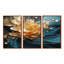Blooming Golden Flower Waves - Art mural abstrait, ensemble de salon-1618116860-1618116862