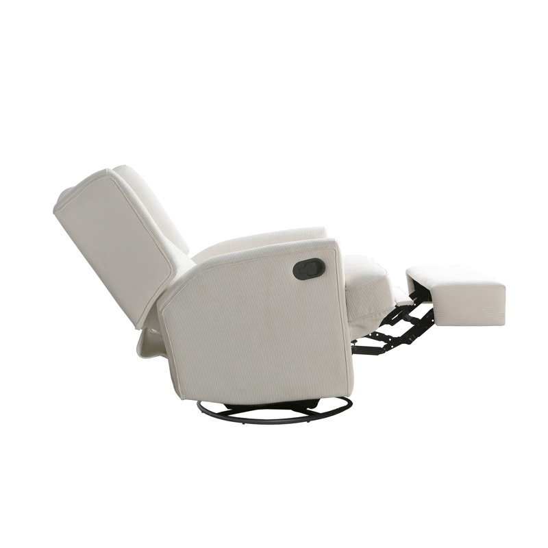 Swivel Reclining Glider, Ivory Corduroy