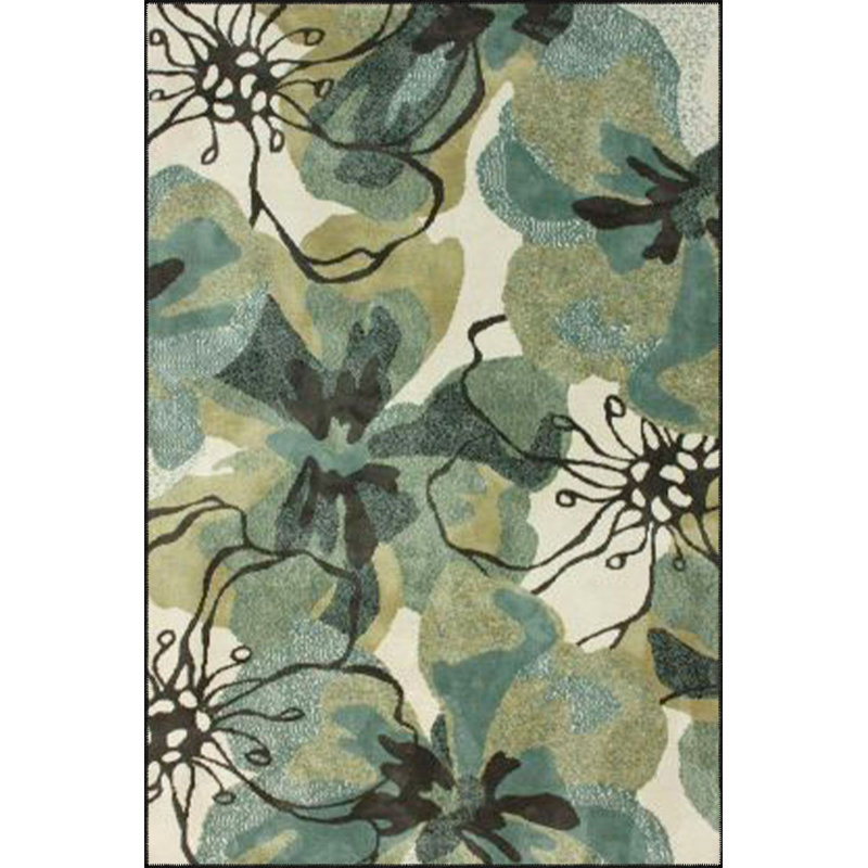 Tapis vert lavable à motif floral, Sous-tapis carré 4 pi 11 po inclus