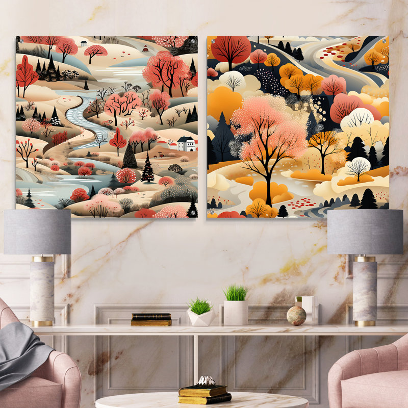 Aurelien - Ensemble de 2 art mural en verre acrylique, H 30 po x l 61 po