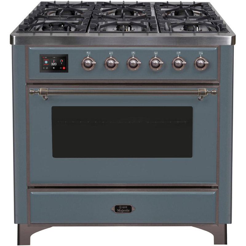 Majestic II Series 36" 3.5 cu ft. Freestanding Dual Fuel Range, Liquid Propane, Midnight Blue/Brass