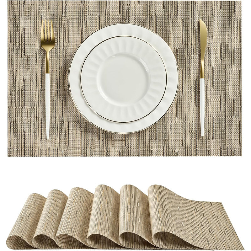 Ensemble de 4 napperons beiges - Napperons antidérapants résistants à la chaleur pour table de salle à manger, Gris
