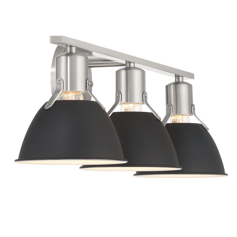 Éclairage pour meuble-lavabo 3 lumières Batista, Nickel brossé, Noir