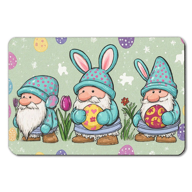 Tapis de bain gnomes de Pâques avec œufs, 36 po x 24 po