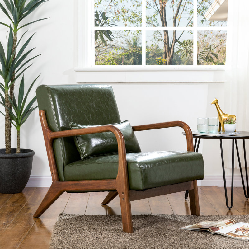 Bradley Faux Leather Armchair, Hunter Green Faux Leather